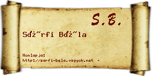 Sárfi Béla névjegykártya